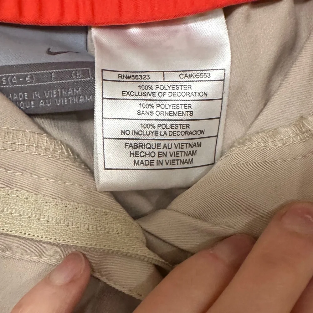 Nike Beige Cargo Capri Pants with Red & White Accents